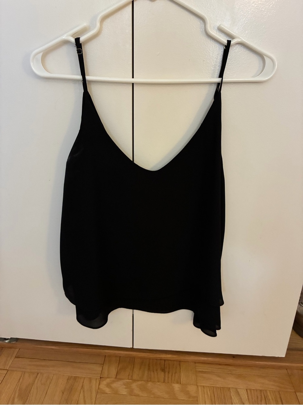 Veronica M Black Asymmetrical Camisole Sleeveless Top